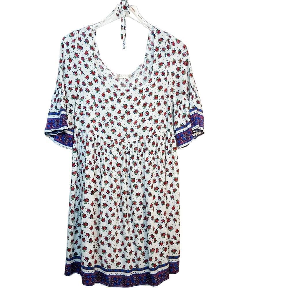 Altar'd State Floral Red White & Blue Tunic Dress Size Small